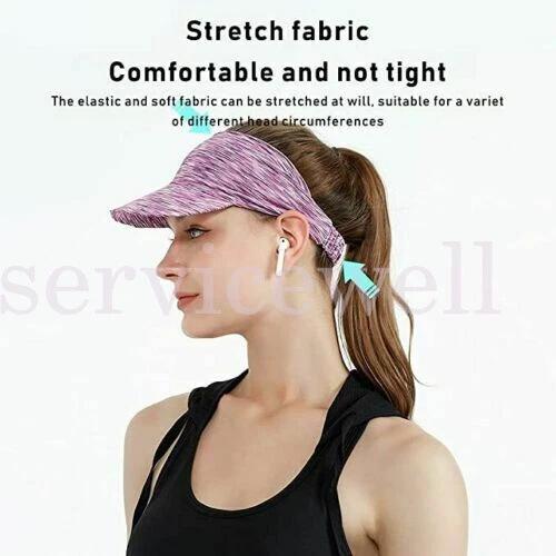 Visor Sun Hat Golf Tennis Beach Men Women Cap Adjustable Sports Gym Plain - Image 6