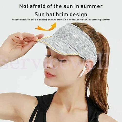 Visor Sun Hat Golf Tennis Beach Men Women Cap Adjustable Sports Gym Plain - Image 5