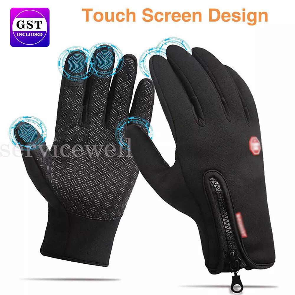 WINTER WARM WINDPROOF WATERPROOF ANTI-SLIP THERMAL TOUCH SCREEN GLOVES UNISEX AU