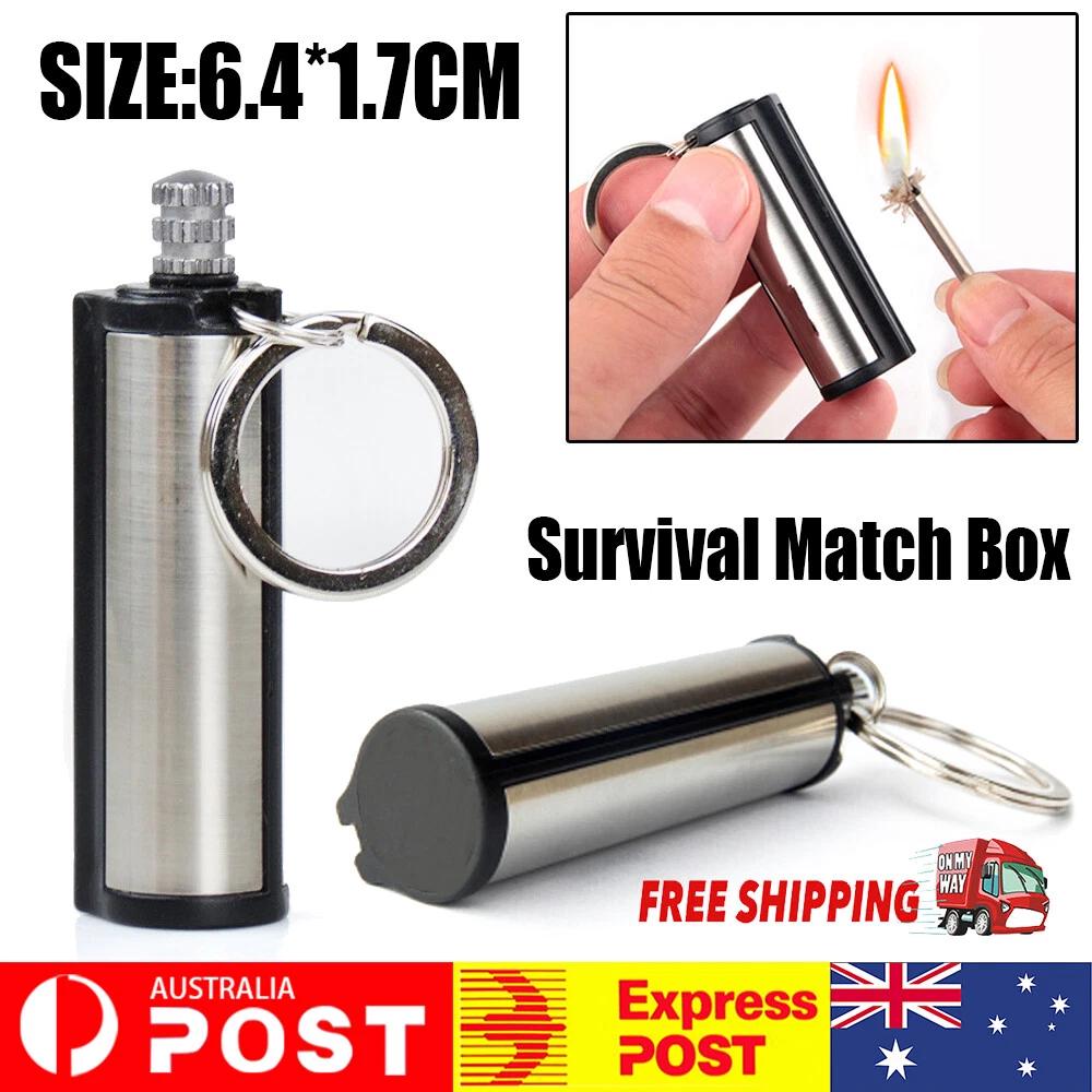 Waterproof Fire Starter Lighter Match Keychain Survival Camping Metal Bullet AU