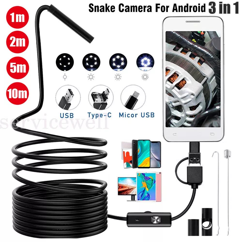 Waterproof HD Endoscope USB Type-C Borescope Inspection Soft Camera For Android