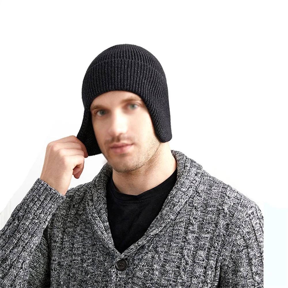 Winter Warm Mens Knitted for Beanie Hat With Earflaps Outdoor Ski Skull Cap AU - Image 6