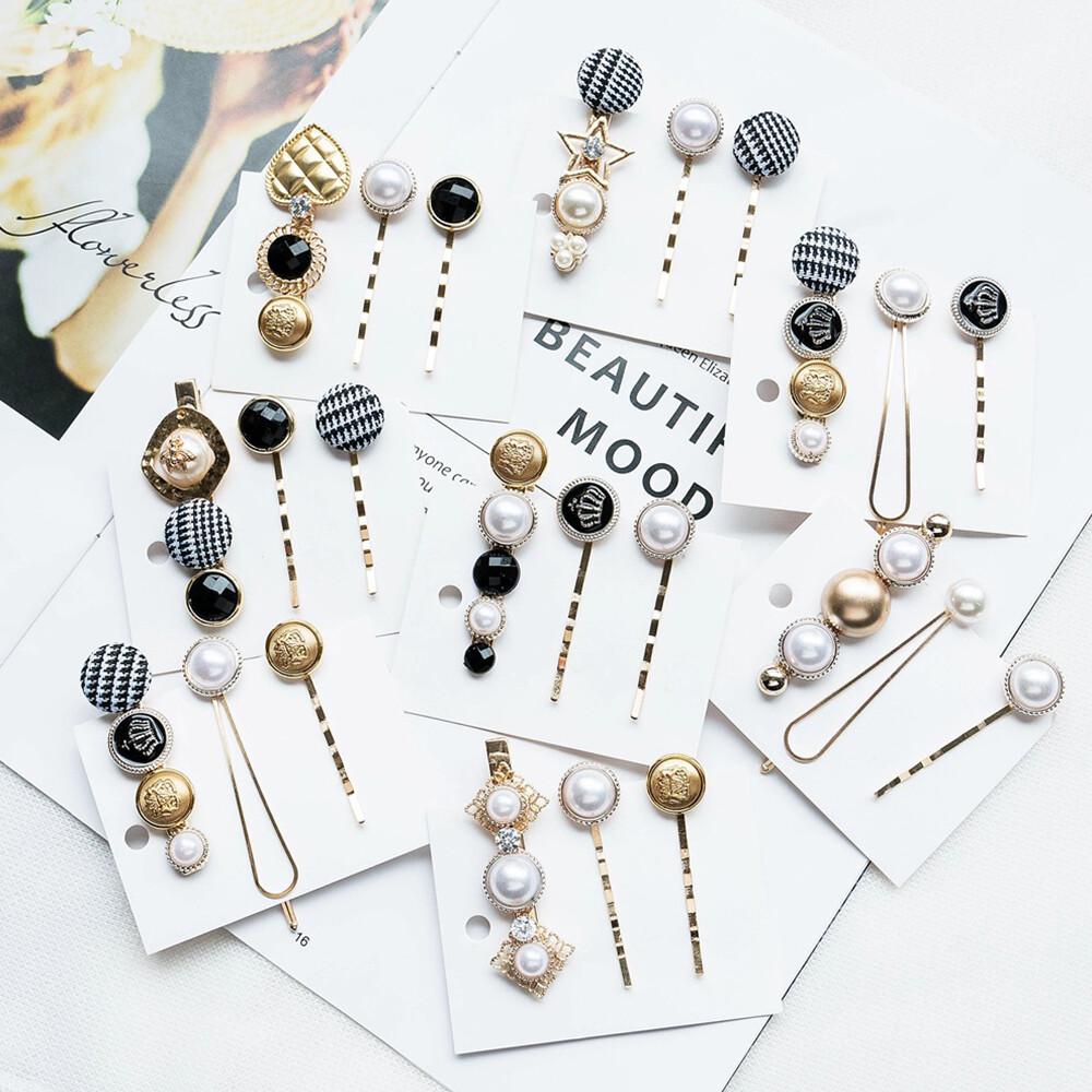 Women Girl Pearl Hair Clip Snap Barrette Stick Pin Hair Accessories Party A+