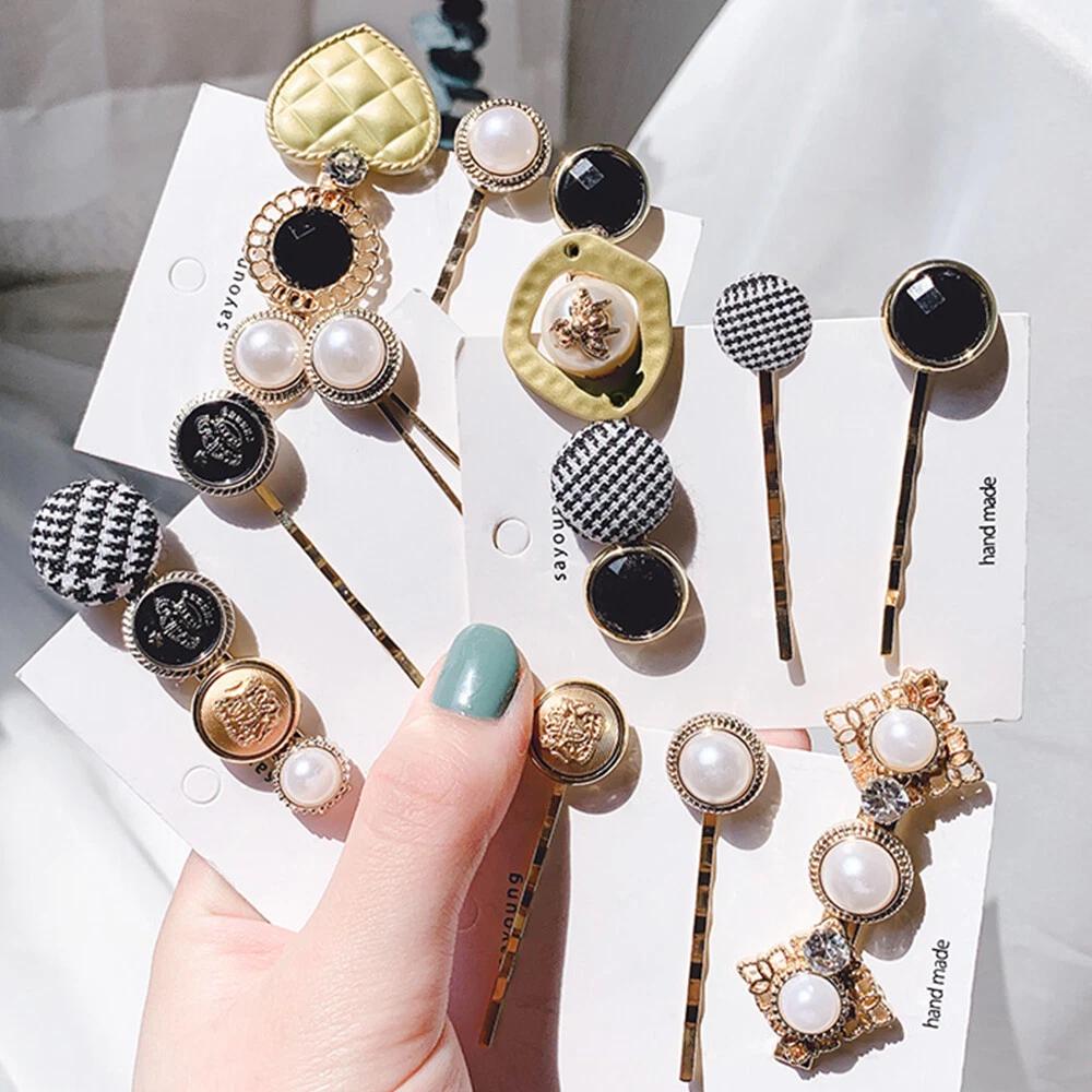 Women Girl Pearl Hair Clip Snap Barrette Stick Pin Hair Accessories Party