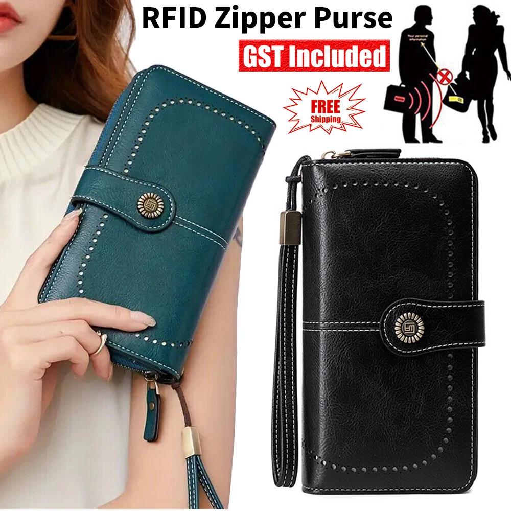 Women PU Leather Wallet Zipper Long Card Holder Coin Case Handbag Clutch Purse