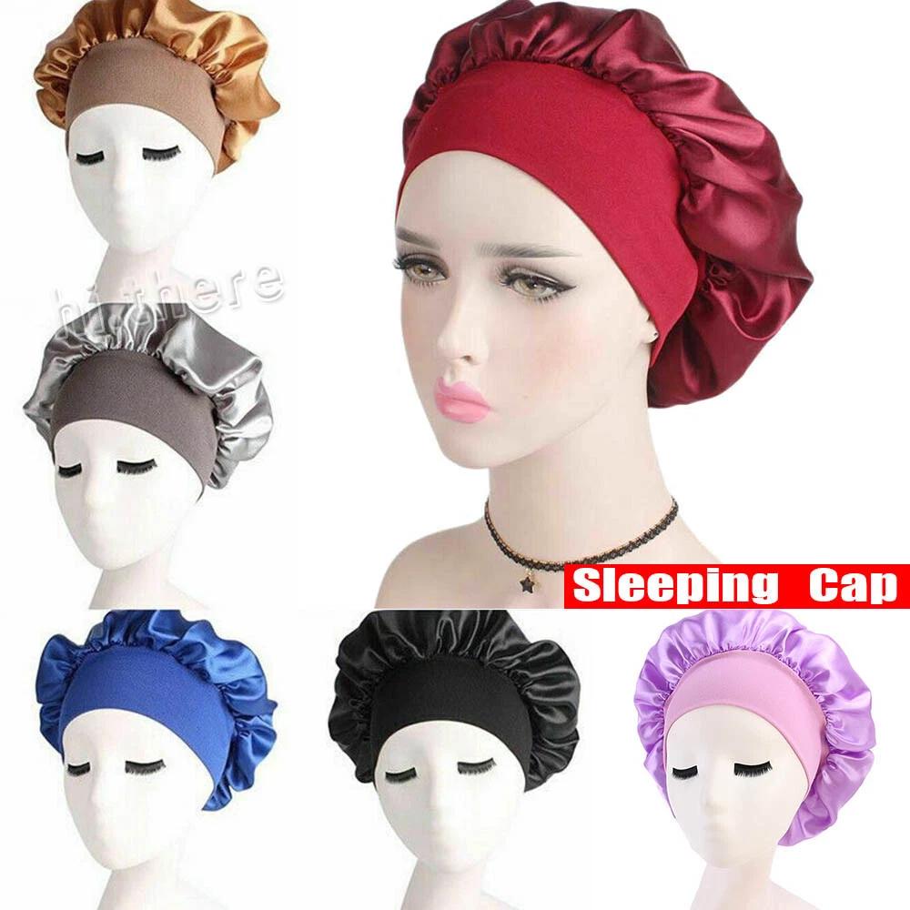Women's Sleep Hair Hat Care Elastic Sleeping Bonnet Night Soft Cap 8 Colors
