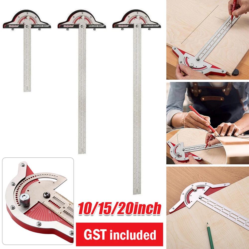 Woodworkers Edge-Rule Adjustable Protractor Angle Finder Stainless Steel Caliper